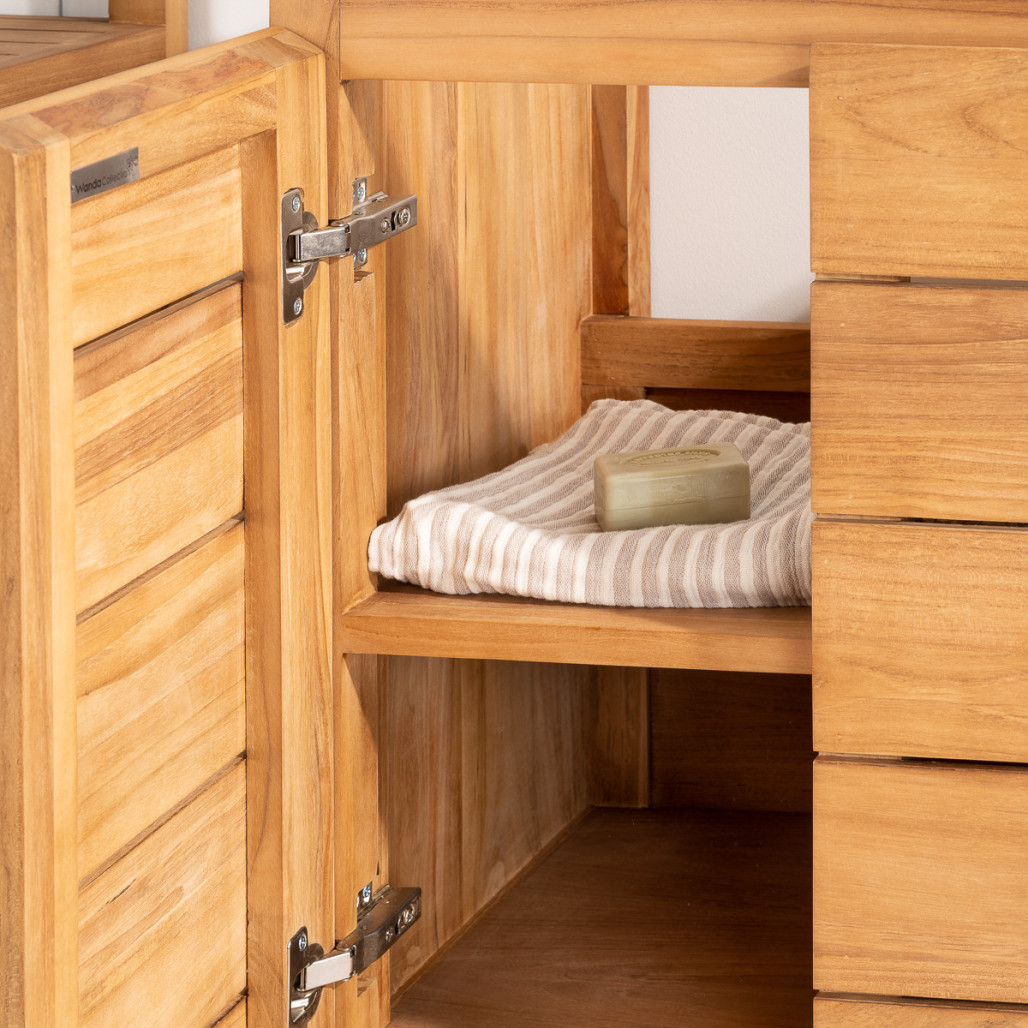 Meuble en teck avec vasque céramique 60 cm - Salle de bain - Wanda collection Meuble en teck avec vasque céramique 60 cm - Salle de bain - Wanda collection