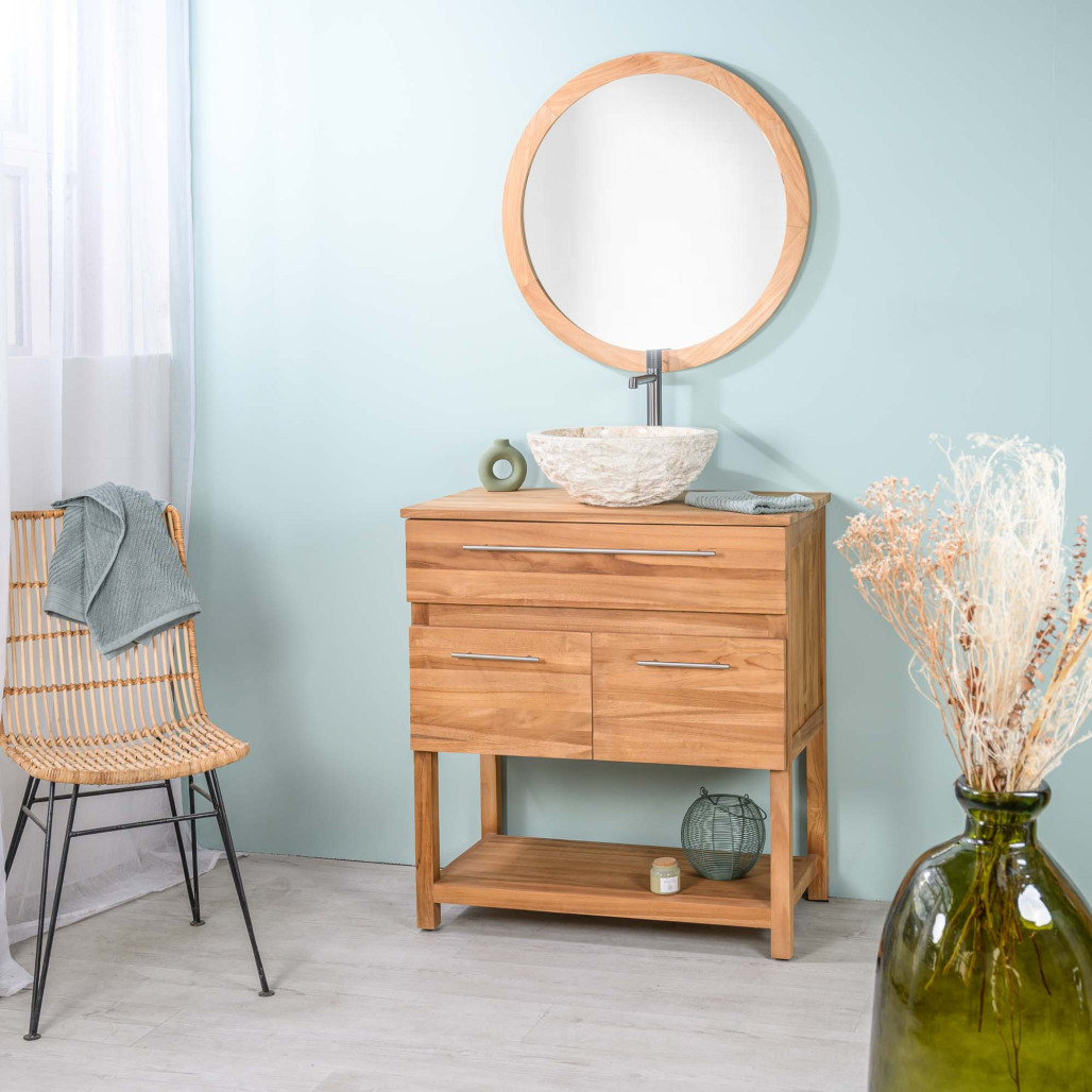 Meuble sous vasque en teck Bagster 80cm - Salle de bain - Wanda collection Meuble sous vasque en teck Bagster 80cm - Salle de bain - Wanda collection