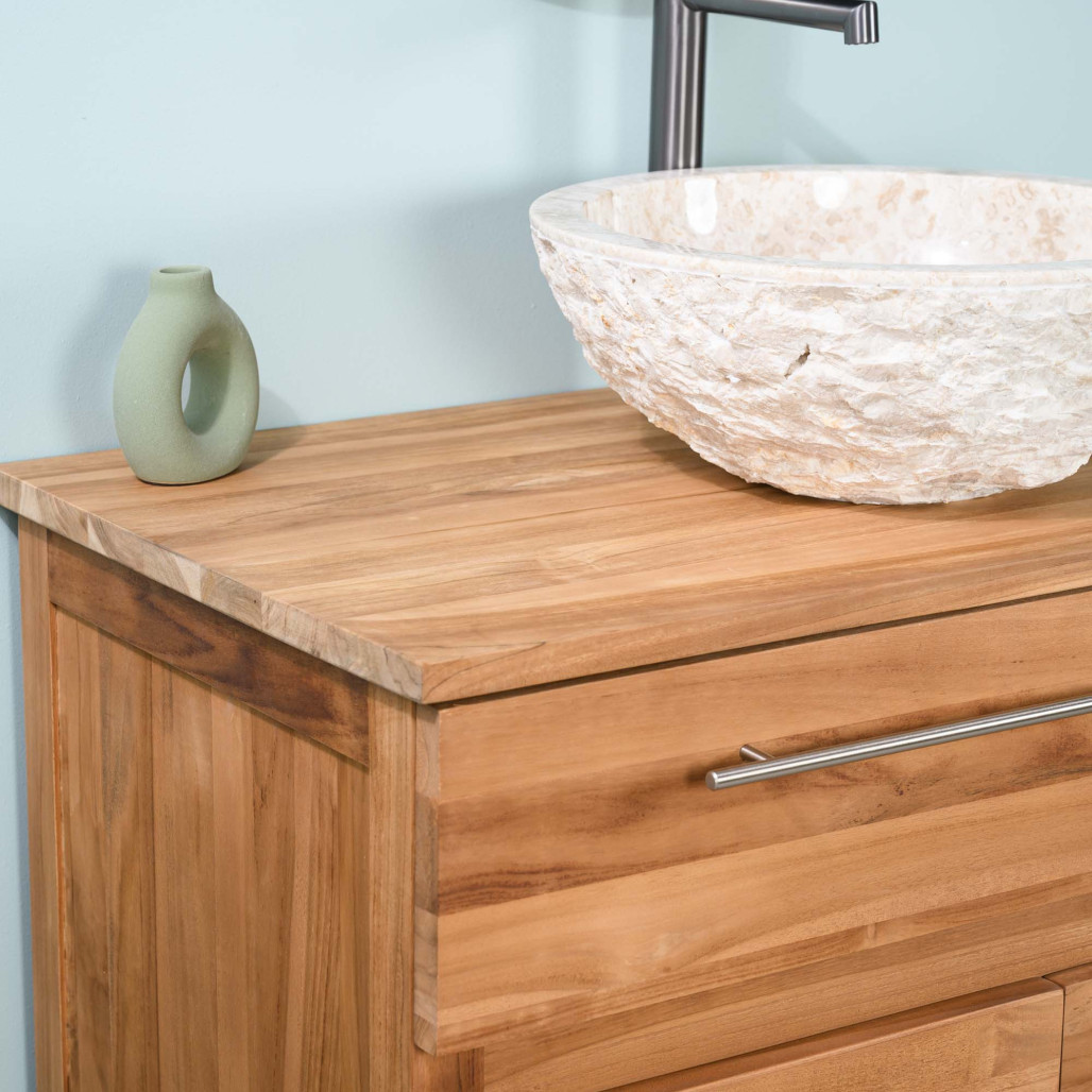 Meuble sous vasque en teck Bagster 80cm - Salle de bain - Wanda collection Meuble sous vasque en teck Bagster 80cm - Salle de bain - Wanda collection