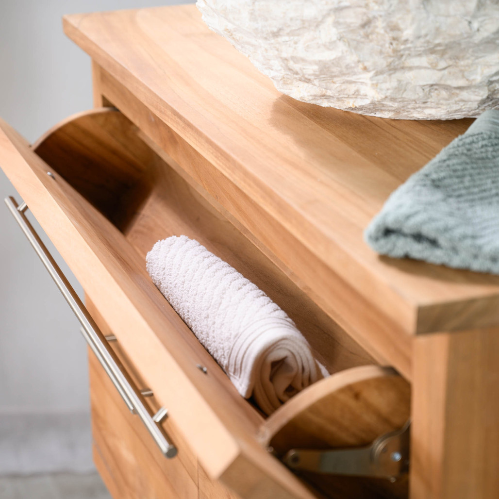 Meuble sous vasque en teck Bagster 80cm - Salle de bain - Wanda collection Meuble sous vasque en teck Bagster 80cm - Salle de bain - Wanda collection