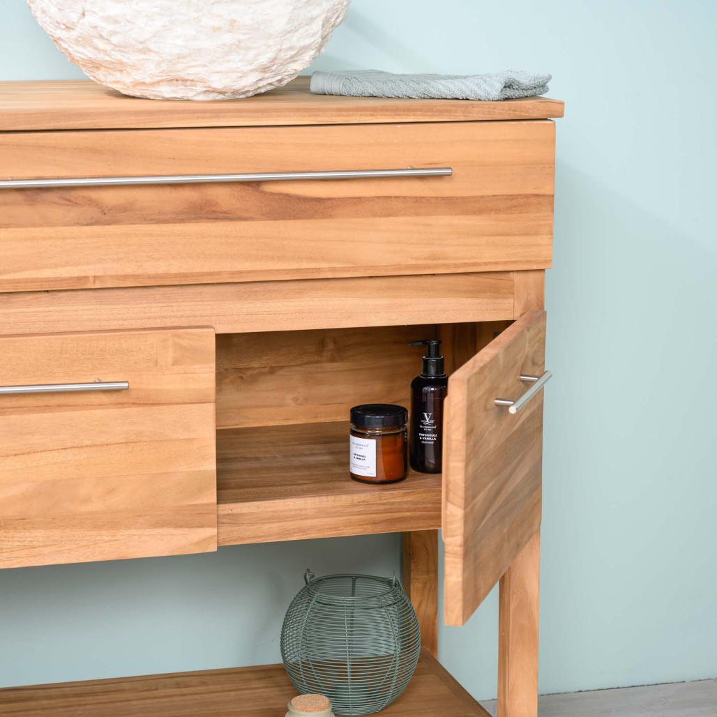 Meuble sous vasque en teck Bagster 80cm - Salle de bain - Wanda collection Meuble sous vasque en teck Bagster 80cm - Salle de bain - Wanda collection