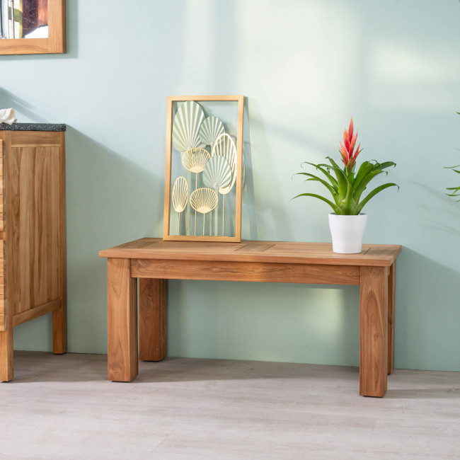 Banc de salle de bain en teck massif Matado 100 cm