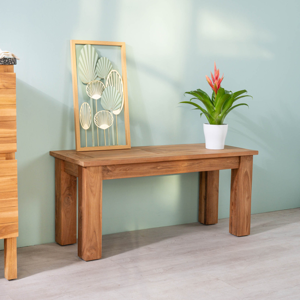 Banc de salle de bain en teck massif Matado 100 cm
