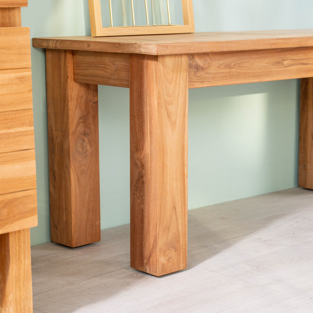 Banc de salle de bain en teck massif Matado 100 cm