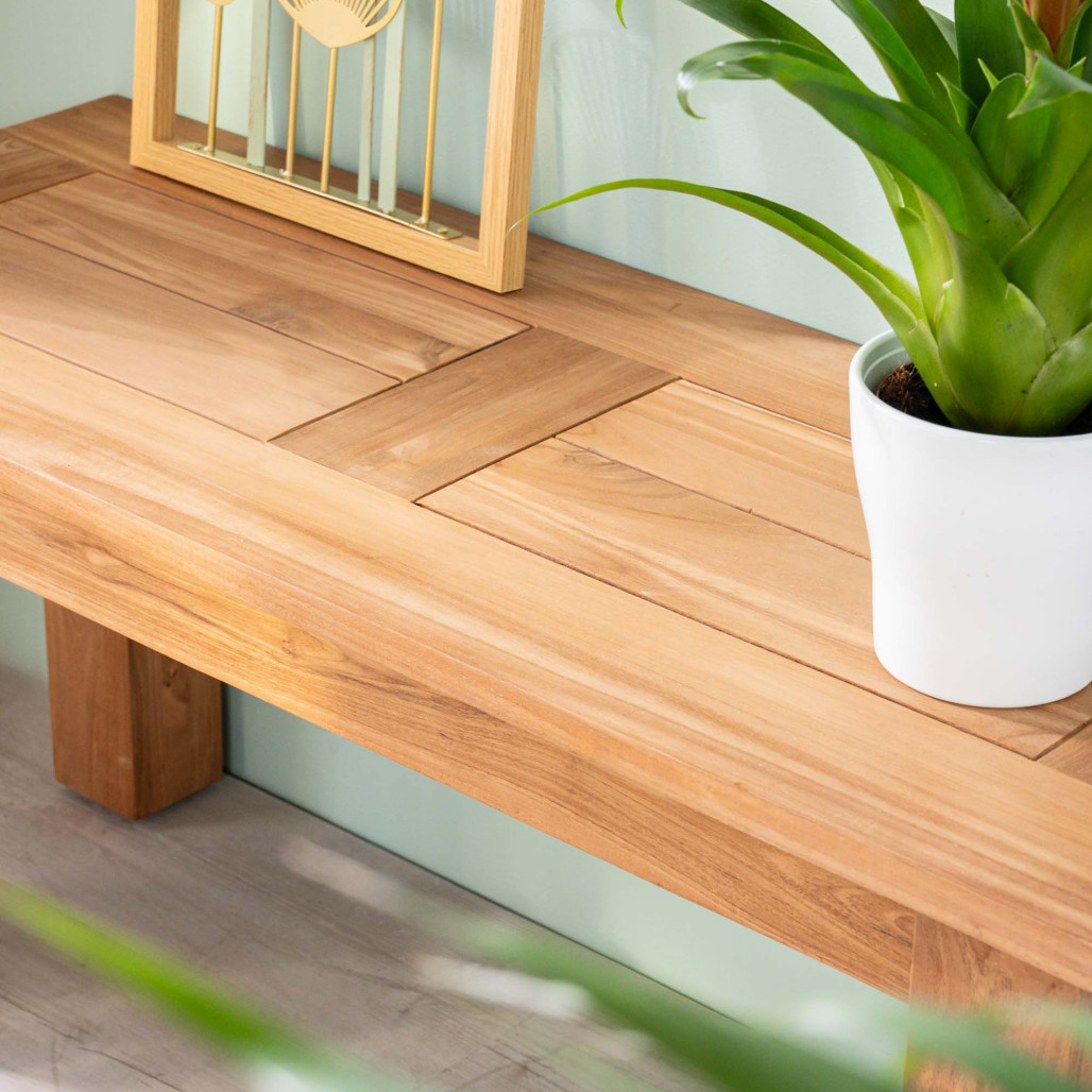 Banc de salle de bain en teck massif Matado 100 cm