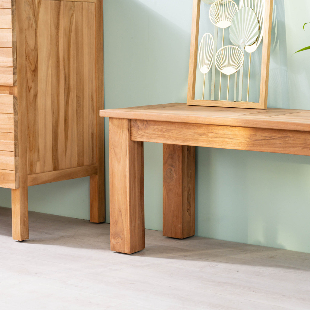 Banc de salle de bain en teck massif Matado 100 cm