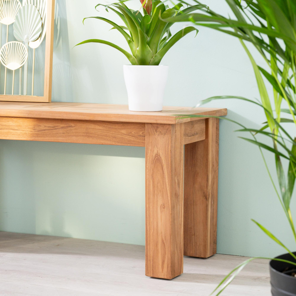 Banc de salle de bain en teck massif Matado 100 cm