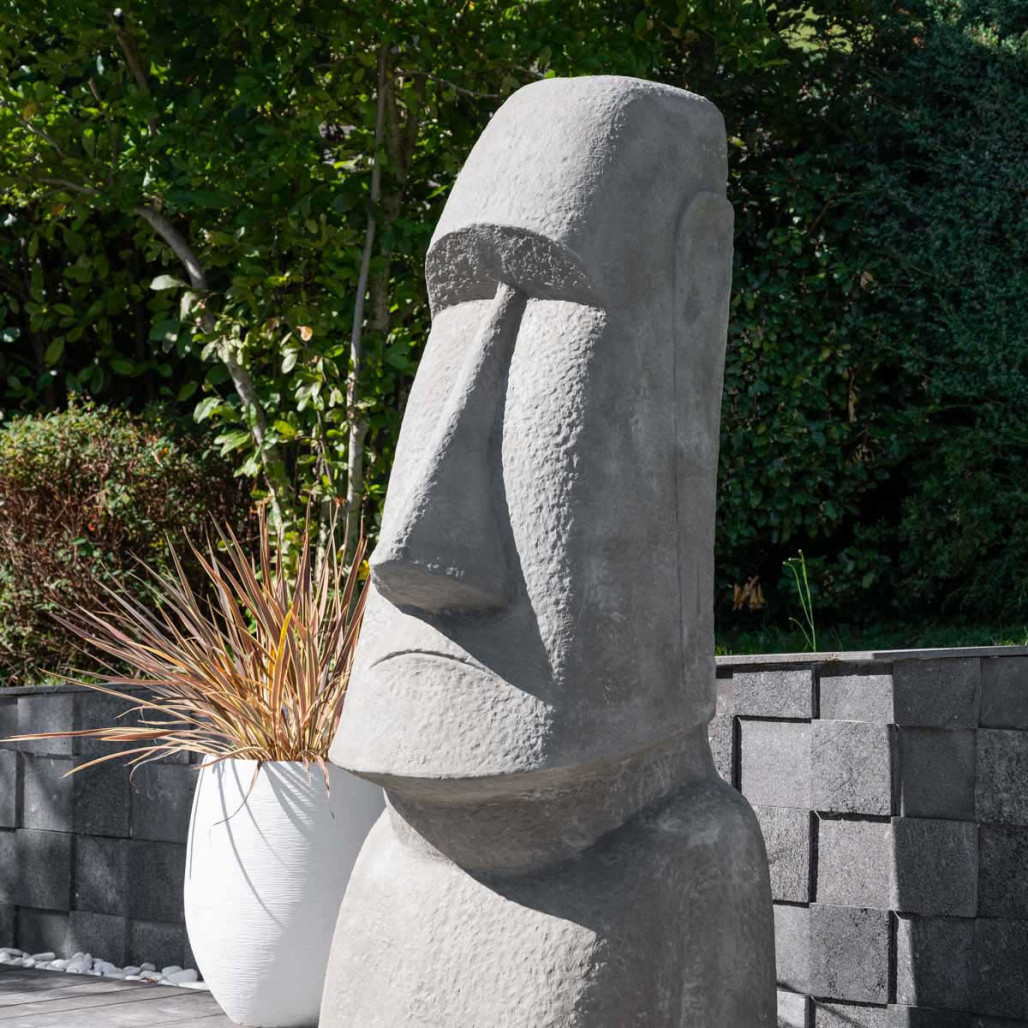 Statue de jardin moai géant de l'île de pâques en fibrociment 2m
