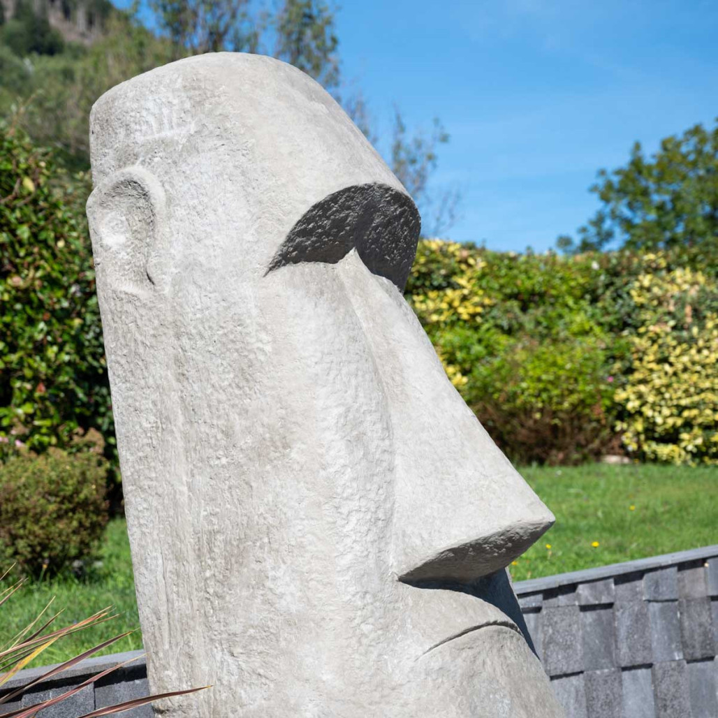 Statue de jardin moai géant de l'île de pâques en fibrociment 2m