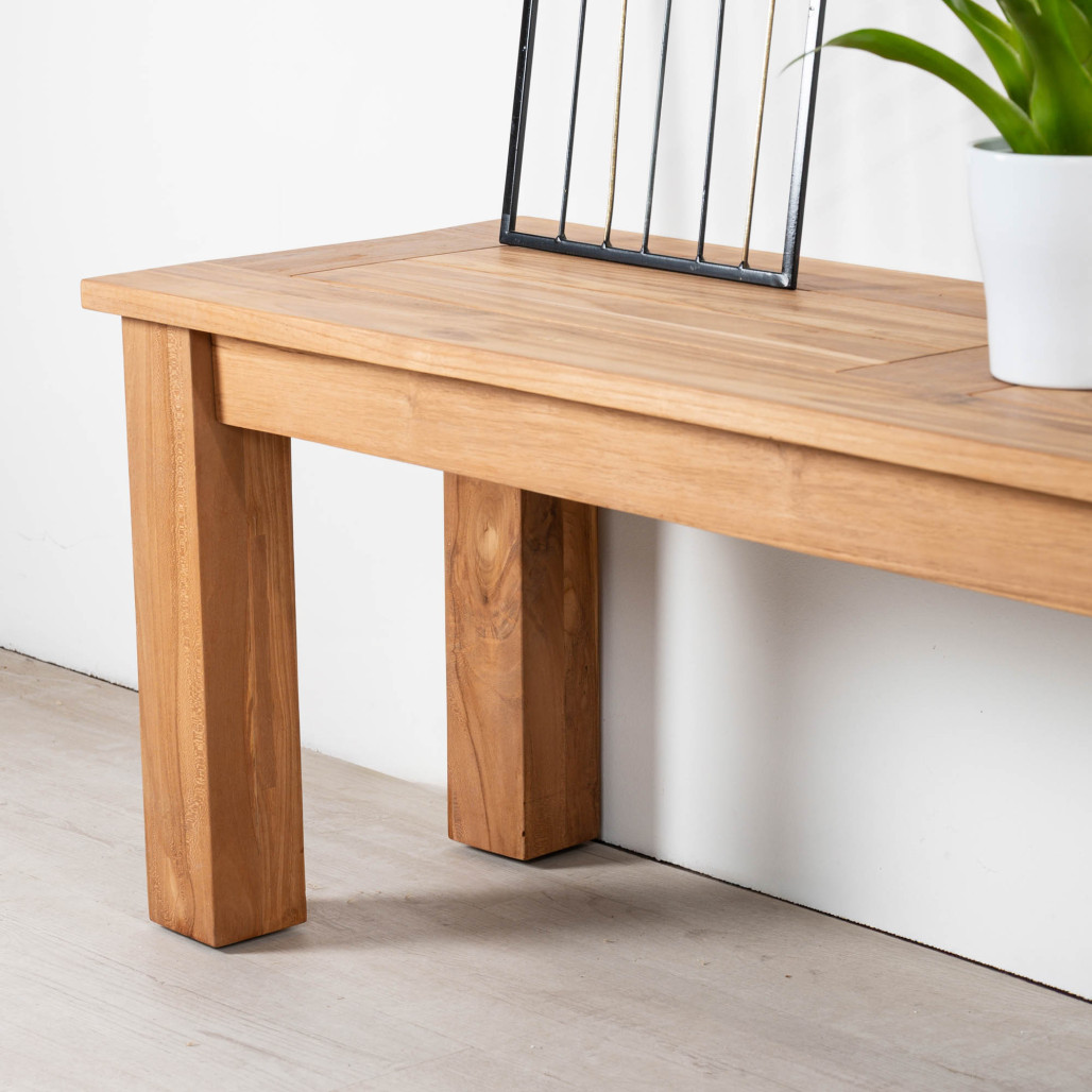 Banc de salle de bain en teck massif Matado 130 cm