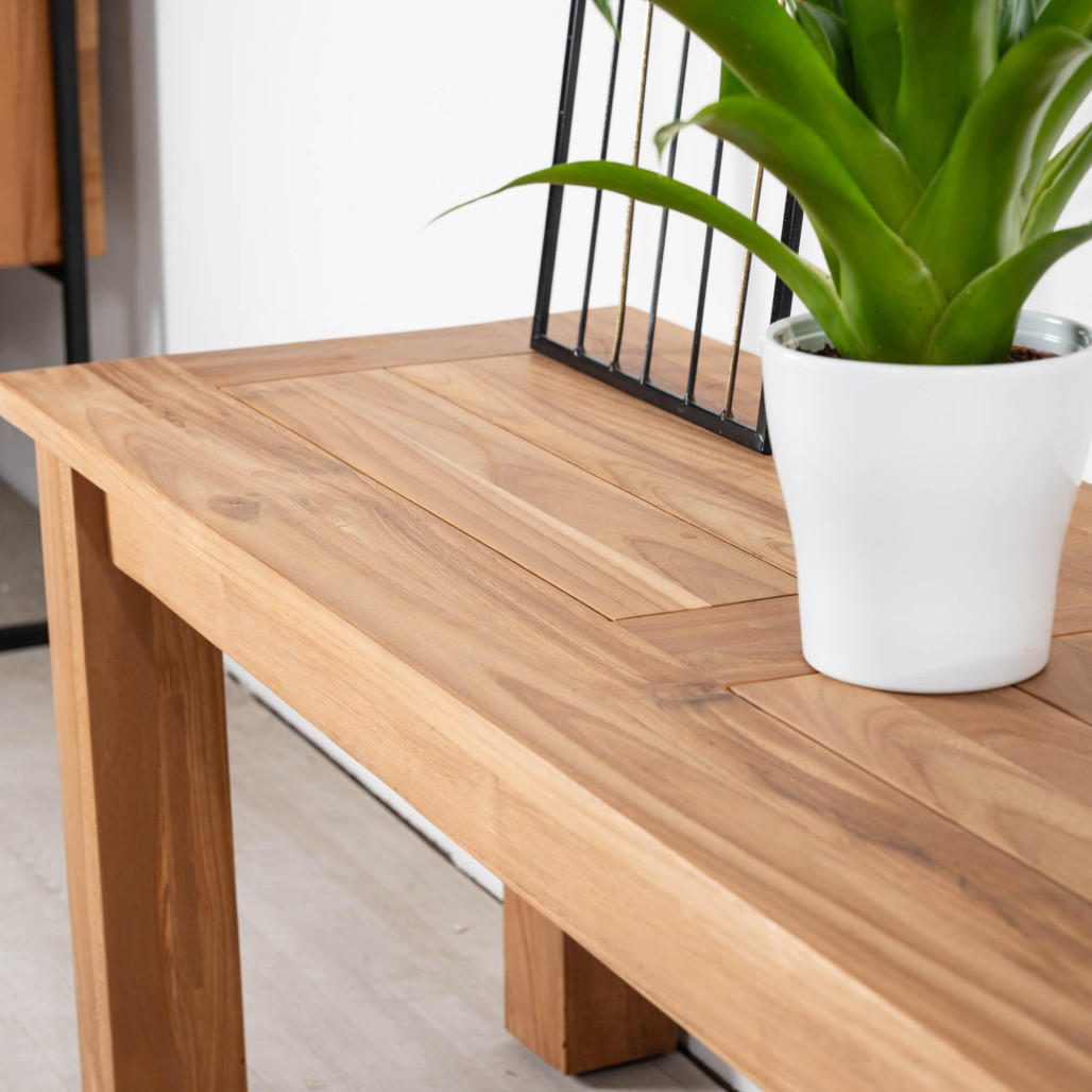 Banc de salle de bain en teck massif Matado 130 cm