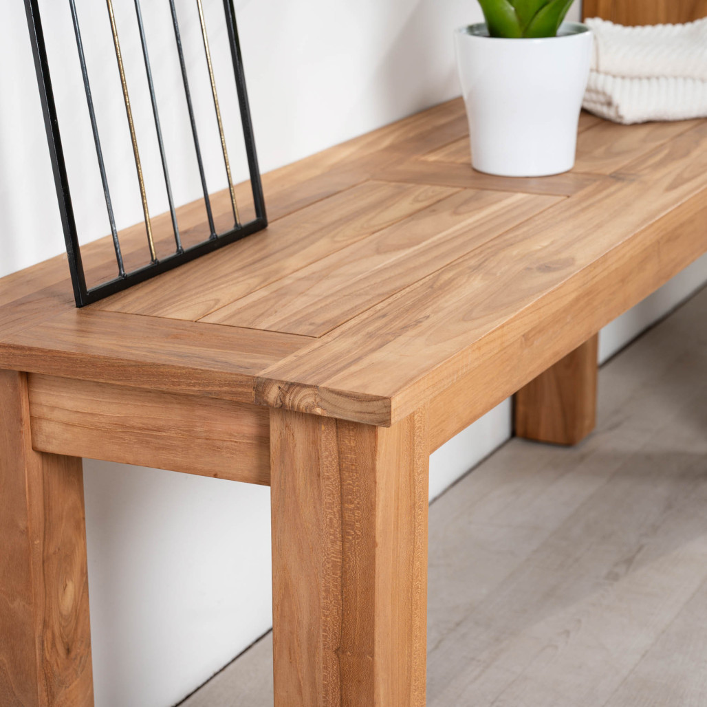 Banc de salle de bain en teck massif Matado 130 cm
