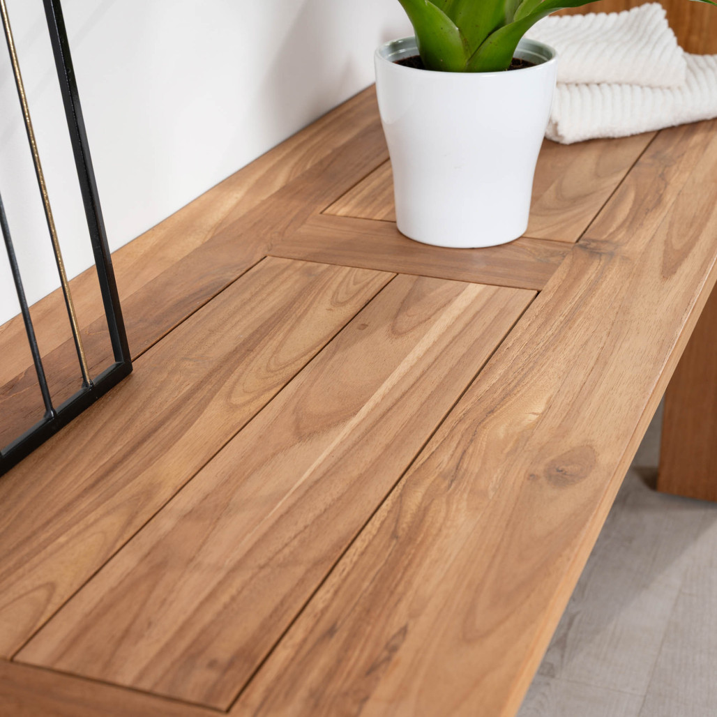 Banc de salle de bain en teck massif Matado 130 cm