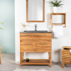 Meuble salle de bain en teck et terrazzo noir Bagster 80cm