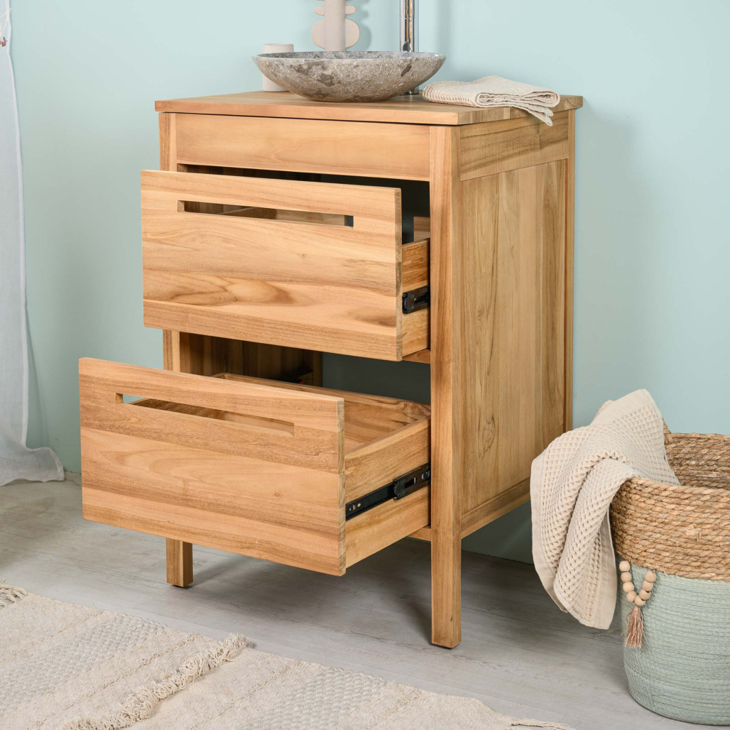 Meuble en teck avec vasque 60 cm - Salle de bain - Wanda collection