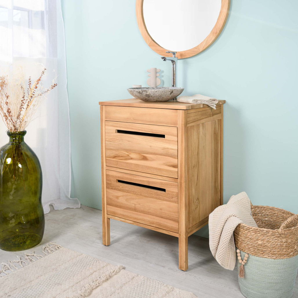 Meuble en teck avec vasque 60 cm - Salle de bain - Wanda collection