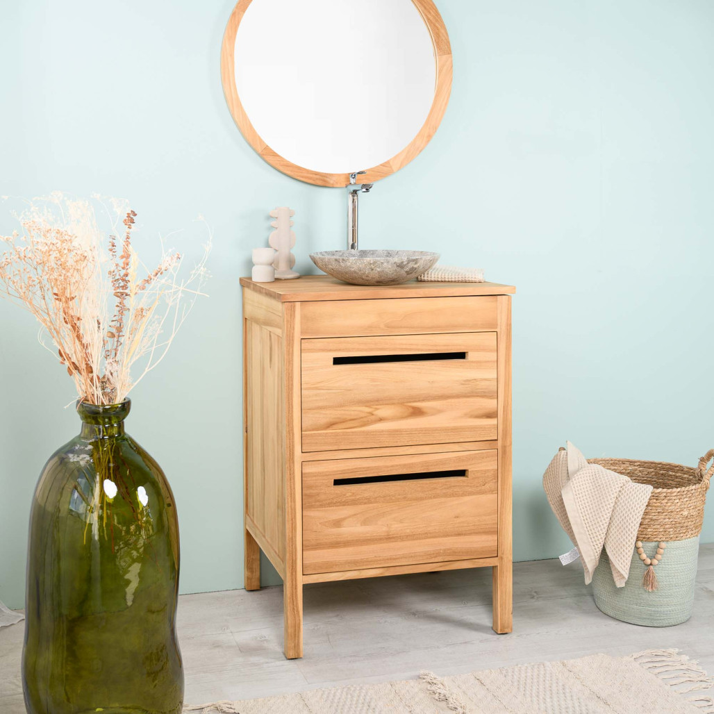 Meuble en teck avec vasque 60 cm - Salle de bain - Wanda collection