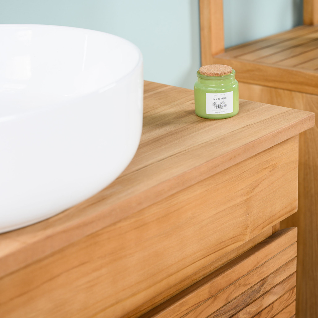 Meuble en teck suspendu 90 cm - Salle de bain - Wanda collection