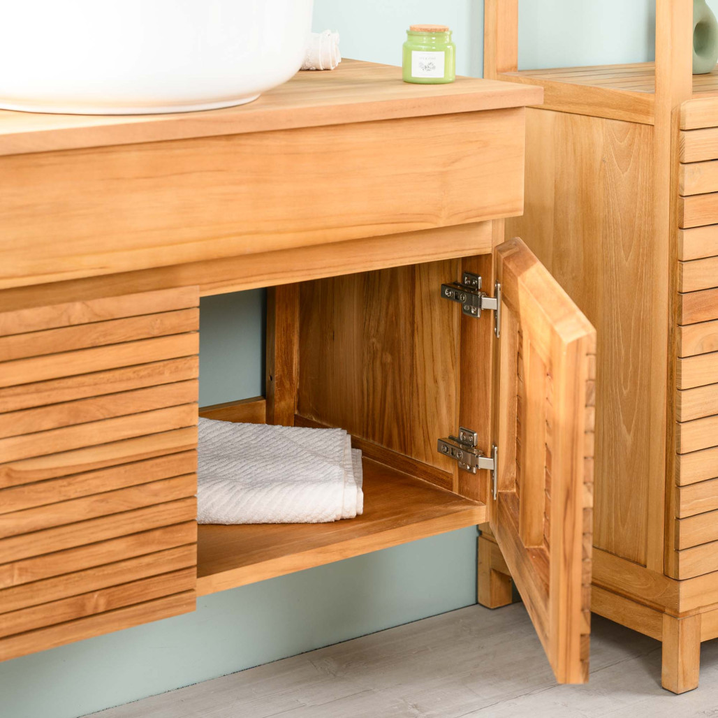 Meuble en teck suspendu 90 cm - Salle de bain - Wanda collection