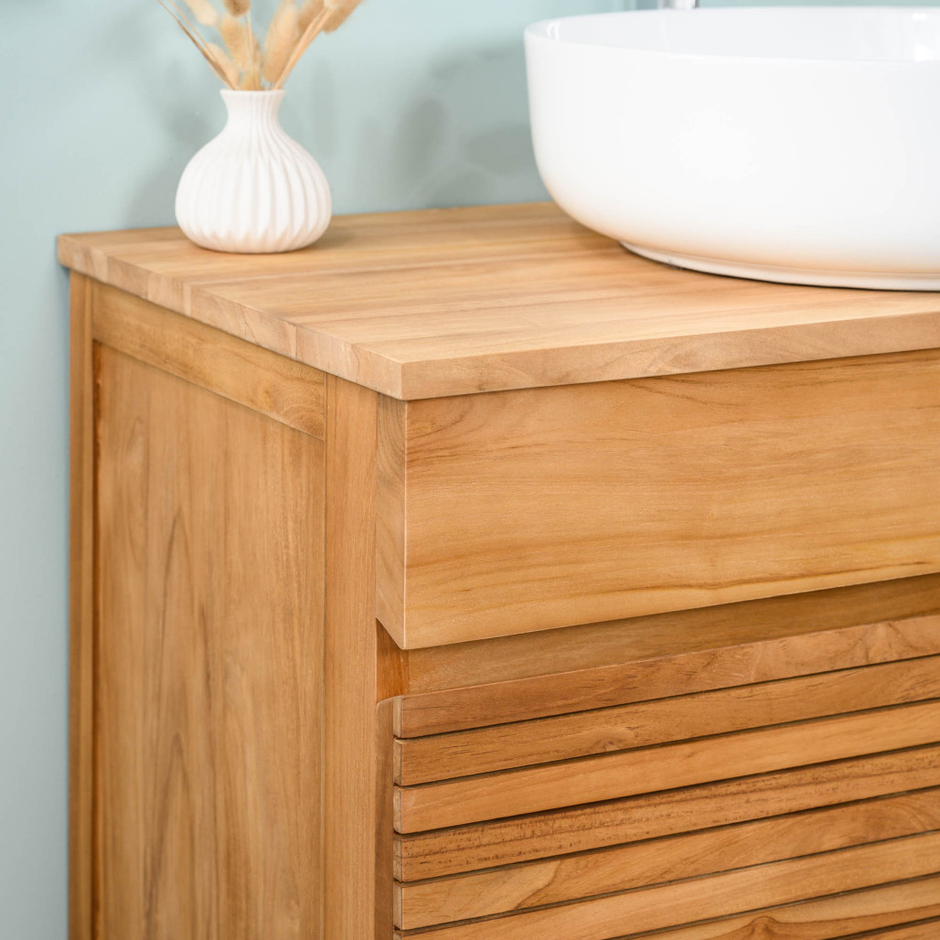 Meuble en teck suspendu 90 cm - Salle de bain - Wanda collection