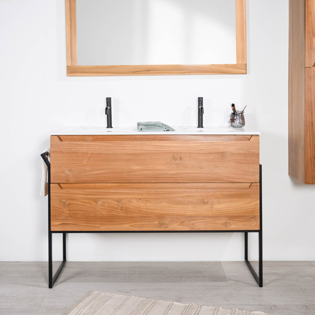 Meuble en teck et céramique Vila 120cm - Salle de bain - Wanda collection