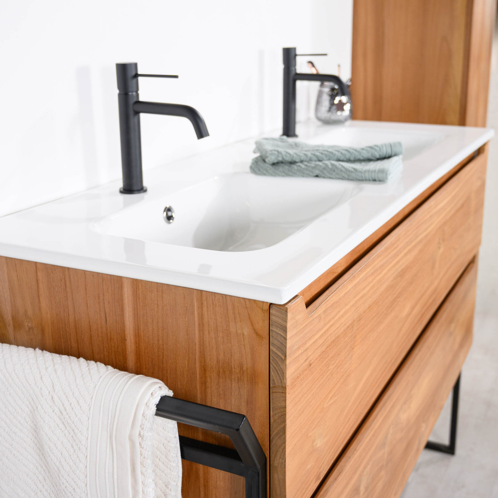 Meuble en teck et céramique Vila 120cm - Salle de bain - Wanda collection