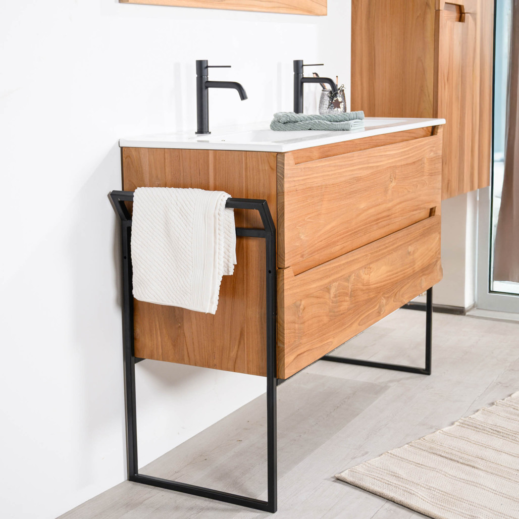 Meuble en teck et céramique Vila 120cm - Salle de bain - Wanda collection
