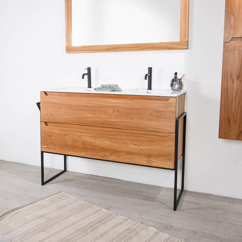 Meuble en teck et céramique Vila 120cm - Salle de bain - Wanda collection
