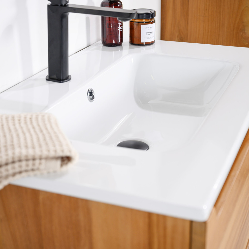 Meuble salle de bain en teck et céramique 80 cm Vila - Wanda collection