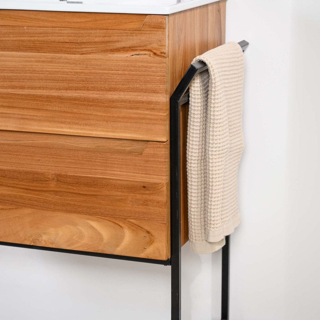 Meuble salle de bain en teck et céramique 80 cm Vila - Wanda collection