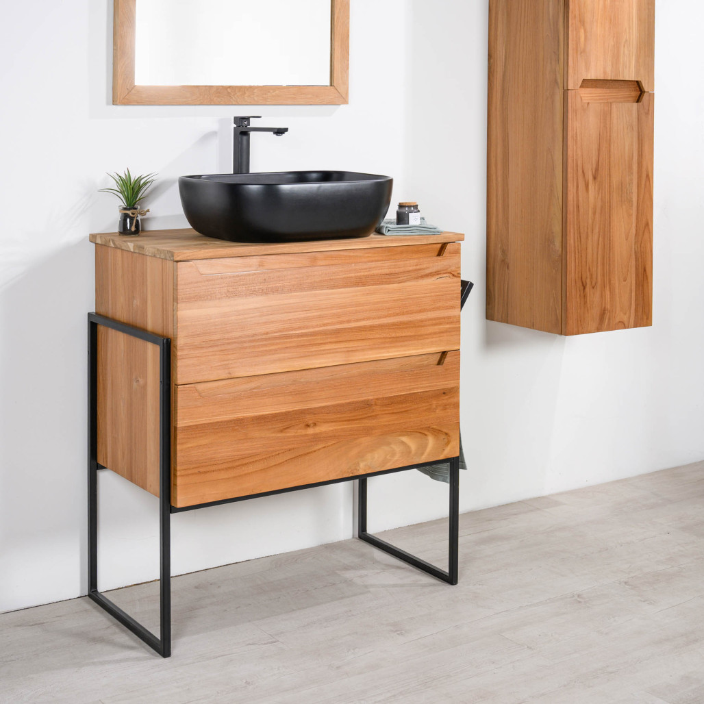 Meuble salle de bain en teck Vila 80 cm- Wanda collection