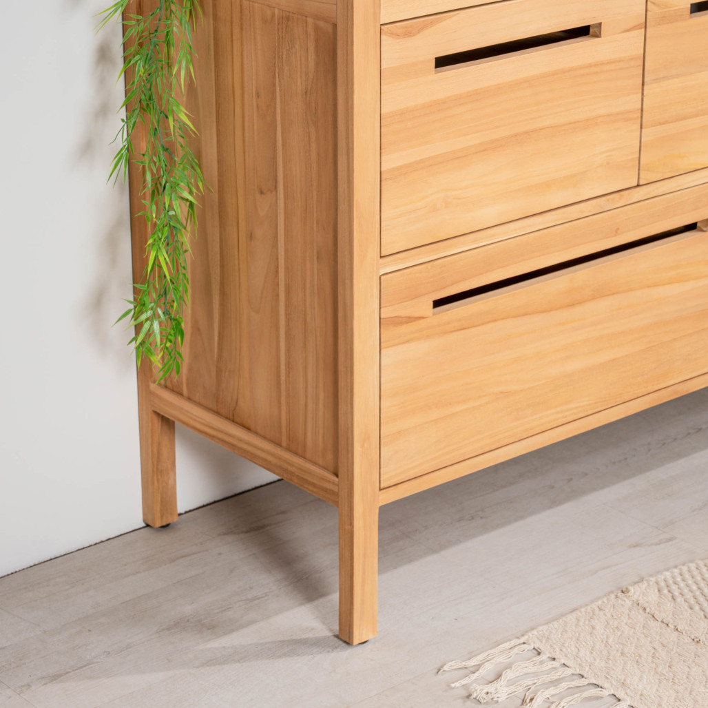 Meuble salle de bain en teck et terrazzo crème Sira 140cm - Wanda collection Meuble salle de bain en teck et terrazzo crème Sira 140cm - Wanda collection