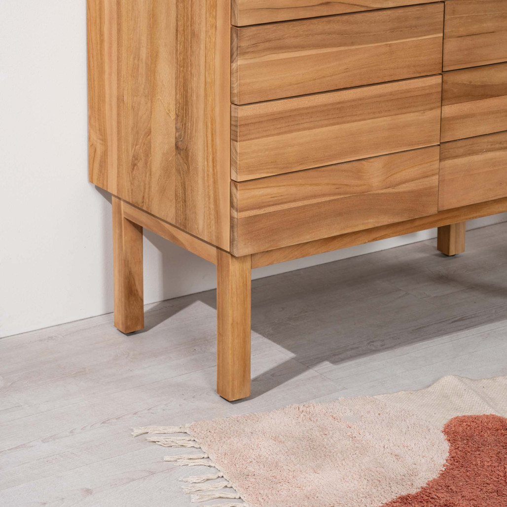 Meuble salle de bain en teck et terrazzo crème Ananta 80cm - Salle de bain - Wanda collection