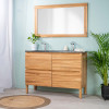 Meuble salle de bain en teck et terrazzo noir Toni 120cm