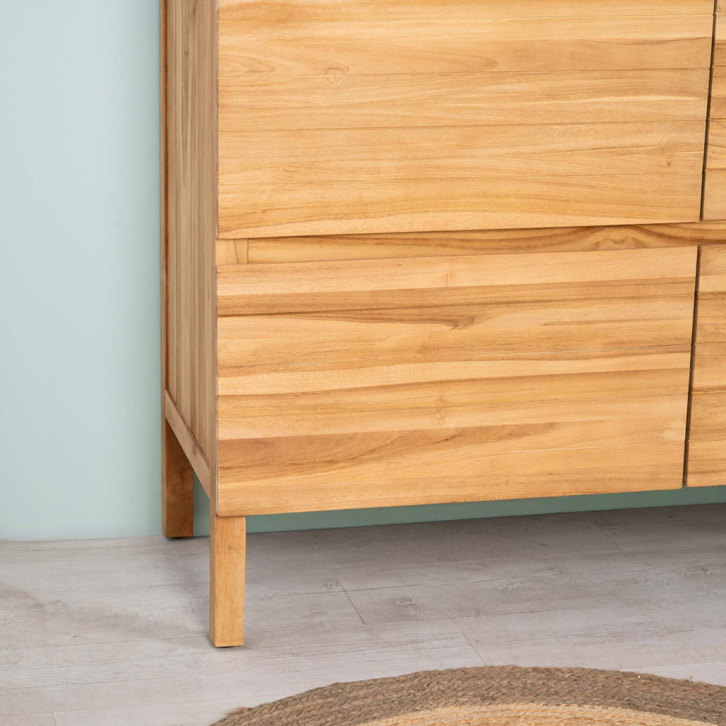 Meuble salle de bain en teck et terrazzo crème Toni 120cm - Salle de bain - Wanda collection Meuble salle de bain en teck et terrazzo crème Toni 120cm - Salle de bain - Wanda collection