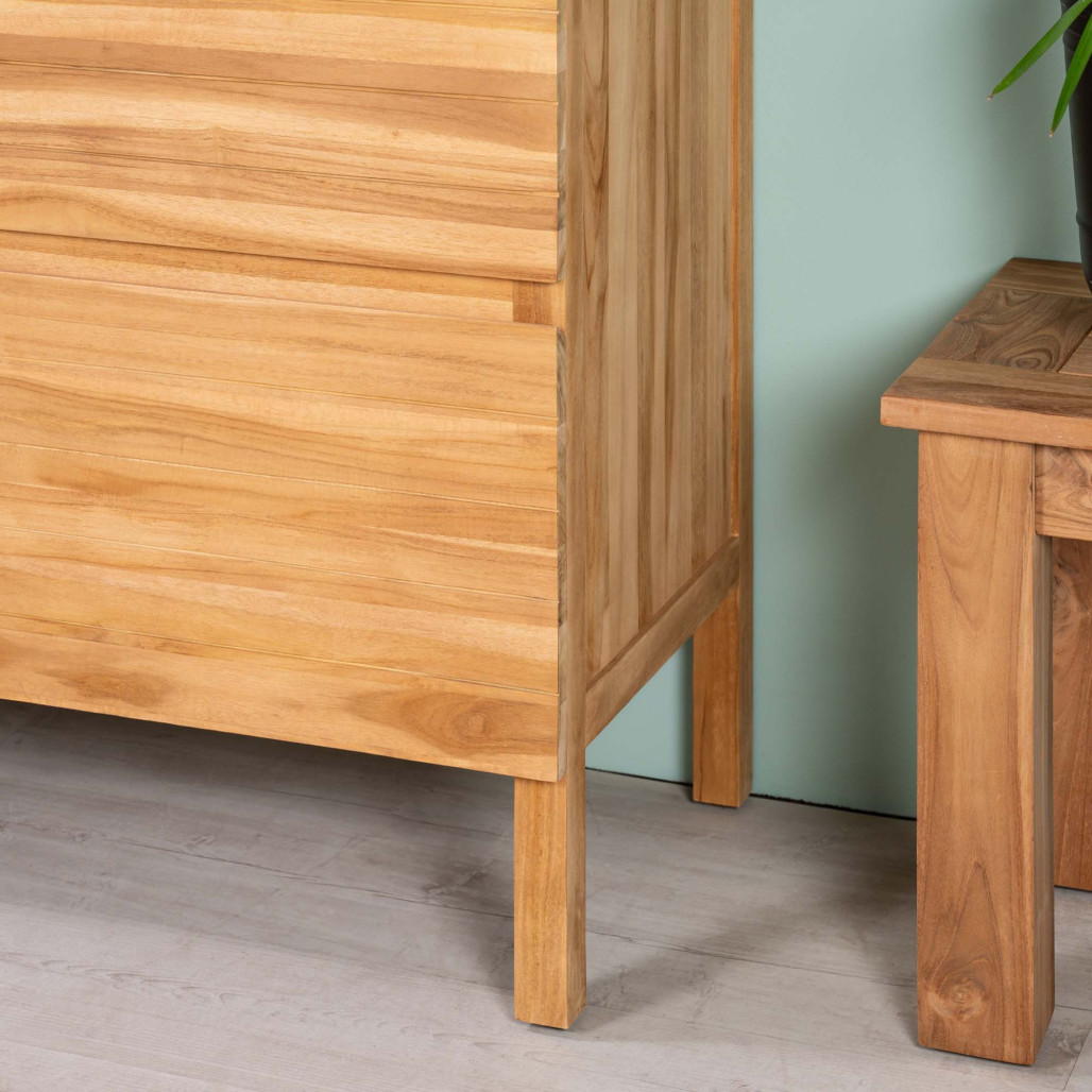 Meuble salle de bain en teck et terrazzo crème Toni 140cm - Wanda collection