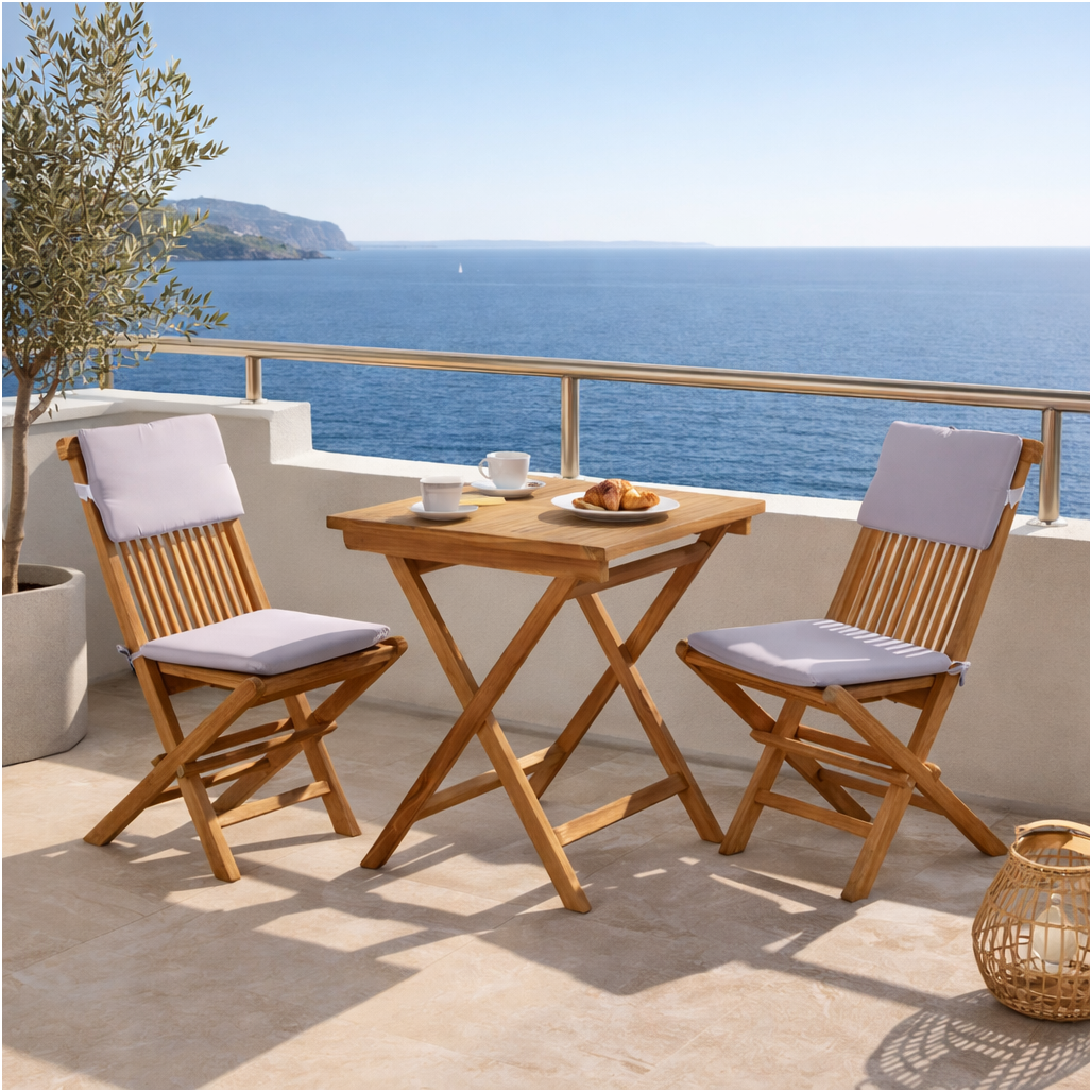 Ensemble table et 2 chaises de jardin en teck Harry Ensemble table et 2 chaises de jardin en teck Harry