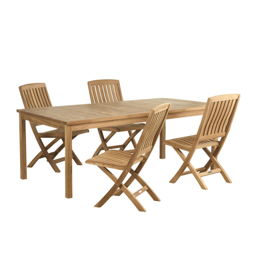 Ensemble table de jardin en teck Frida 200 cm et 4 chaises Lisato - Wanda Collection
