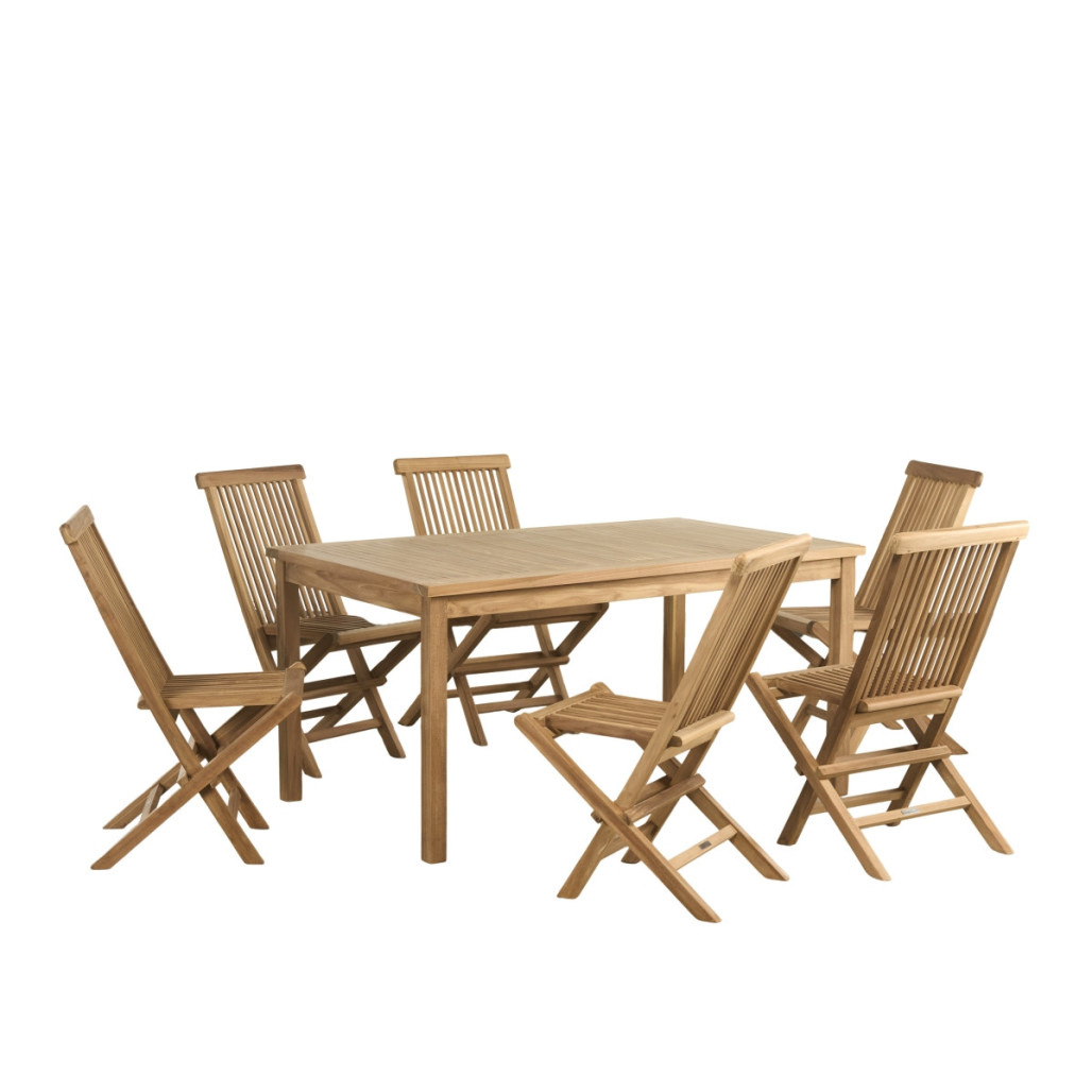 Ensemble table de jardin en teck Frida 150 cm et 6 chaises Audrey - Wanda Collection