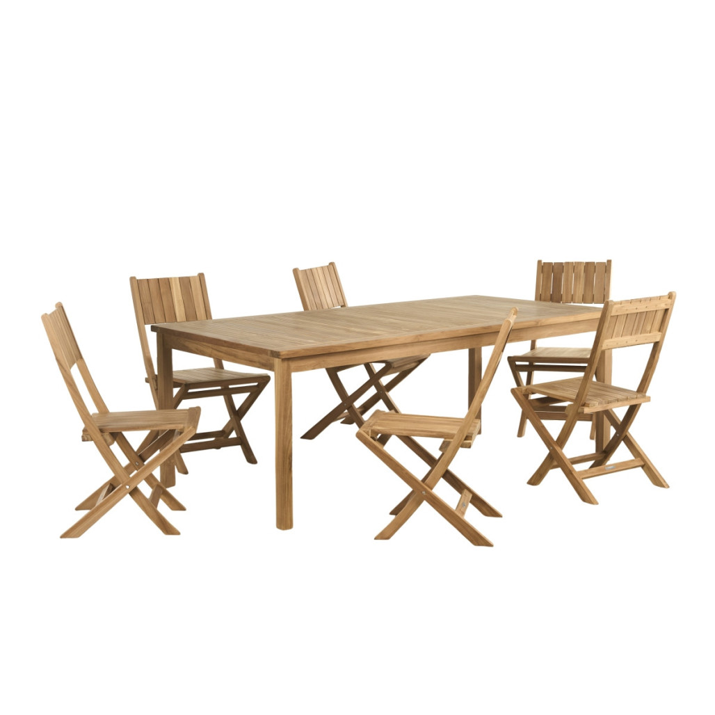 Ensemble table de jardin en teck Frida 200 et 6 chaises Tosca - Wanda Collection