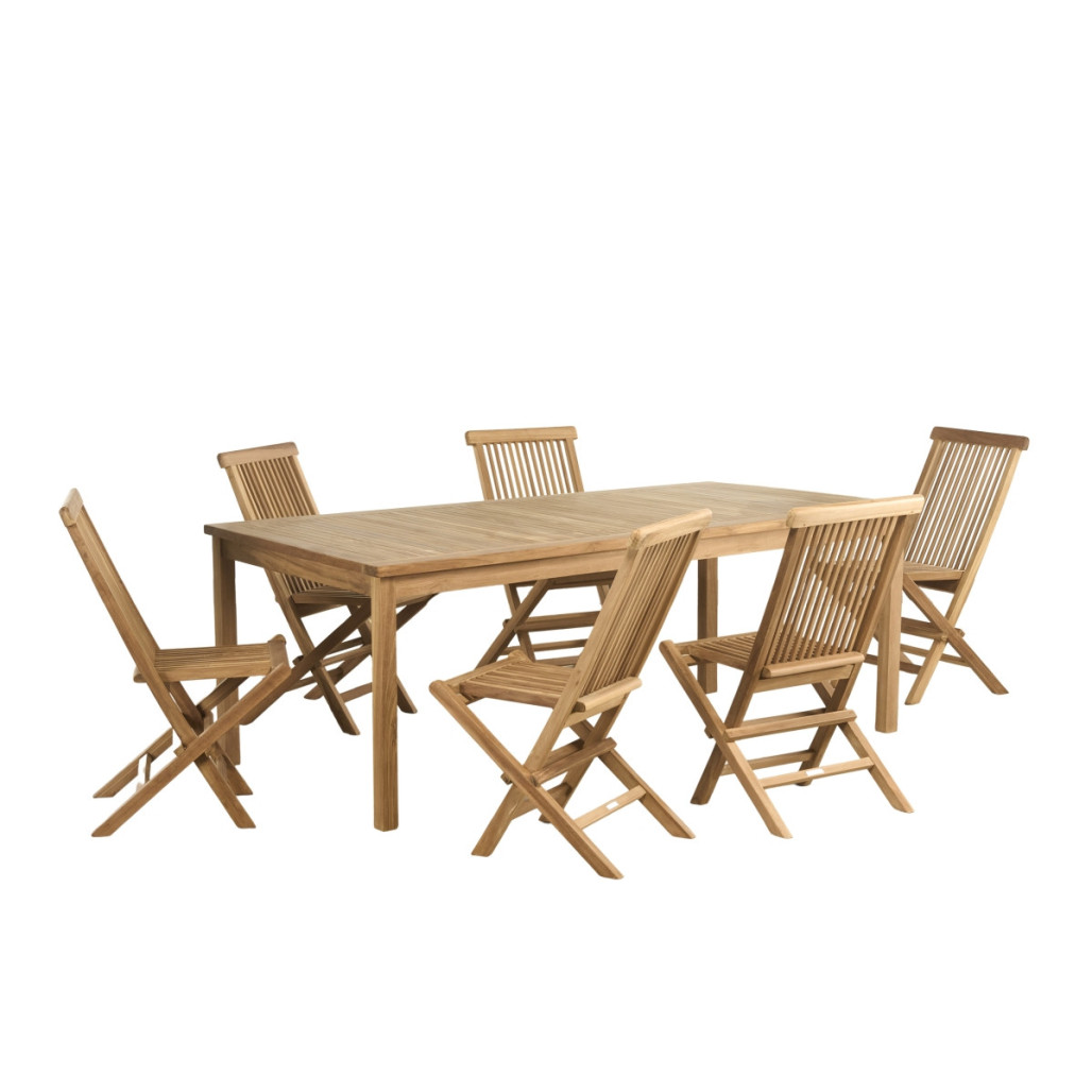 Ensemble table de jardin en teck Frida 200 et 6 chaises Audrey - Wanda Collection