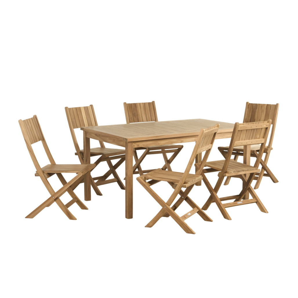 Ensemble table de jardin en teck Frida 150 et 6 chaises Tosca - Wanda Collection