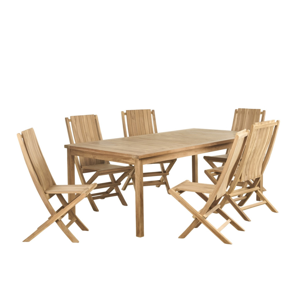 Ensemble table de jardin en teck Frida 200 et 6 chaises Helza - Wanda Collection