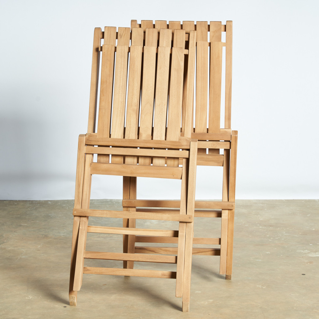 Ensemble table de jardin en teck Nina 160/210 et 6 chaises Helza - Wanda Collection