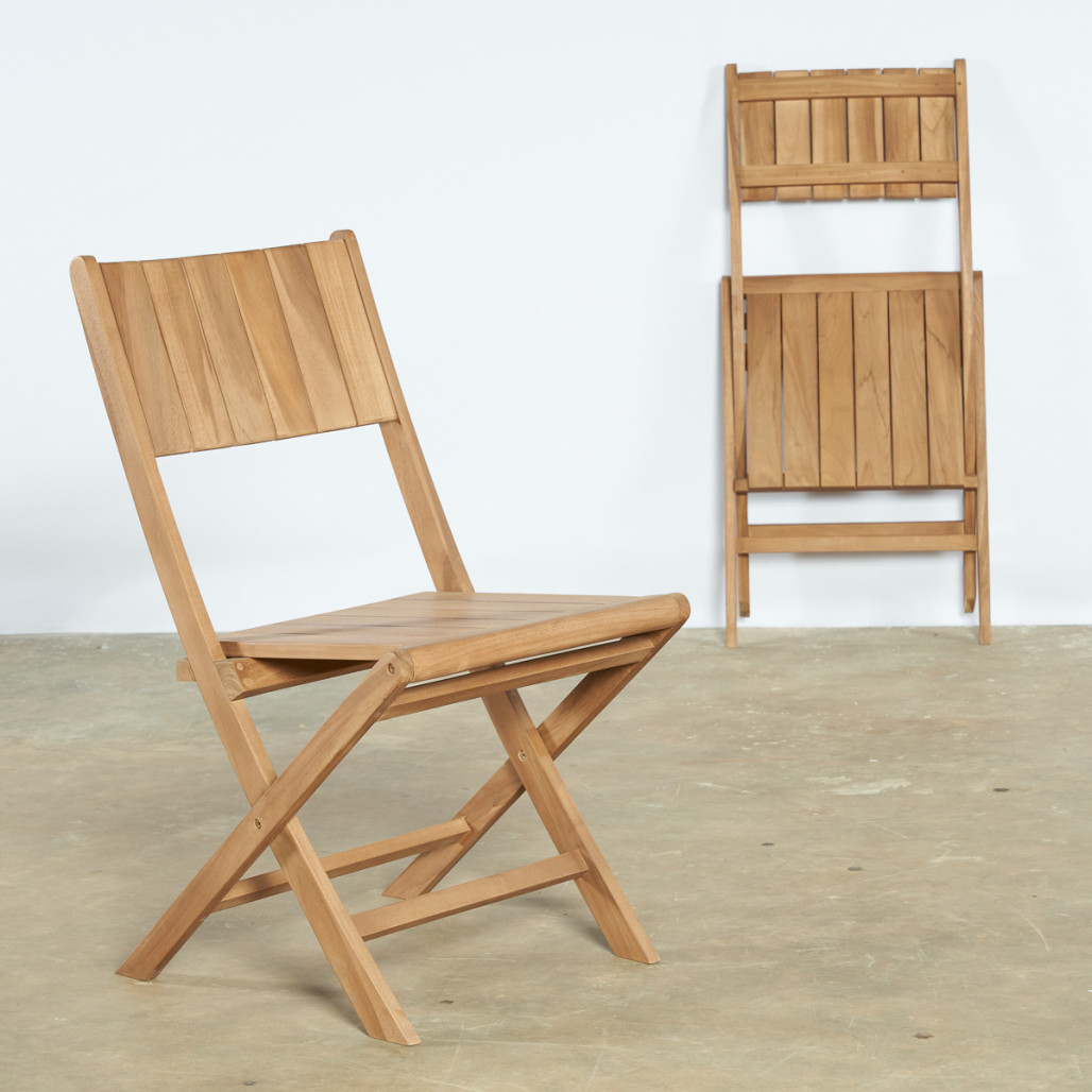 Ensemble table de jardin en teck ovale Nina 160/210 et 6 chaises Tosca - Wanda Collection