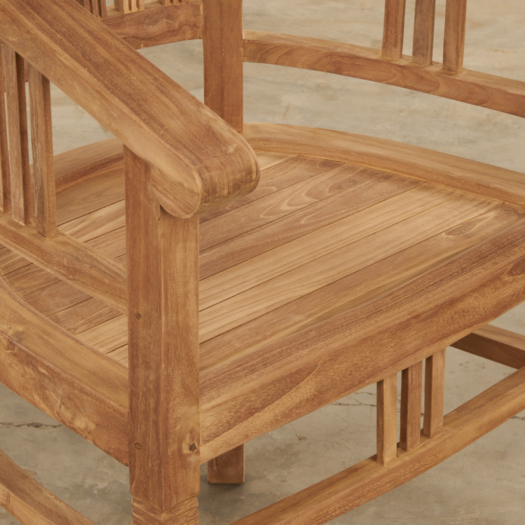 Ensemble table de jardin en teck ovale Nina 160/210 et 4 fauteuils Romane - Wanda Collection