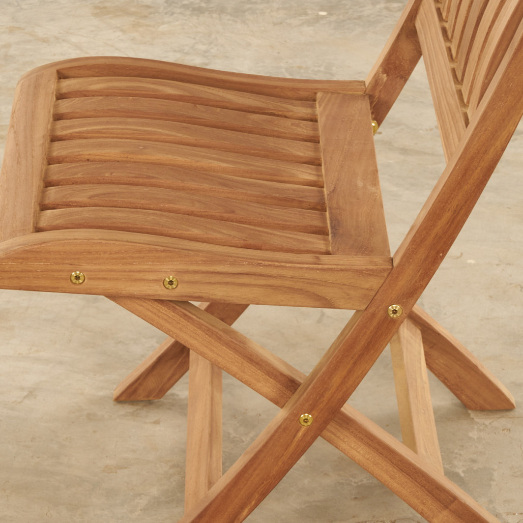 Ensemble table de jardin en teck ovale Nina 160/210 et 4 chaises Lisato - Wanda Collection