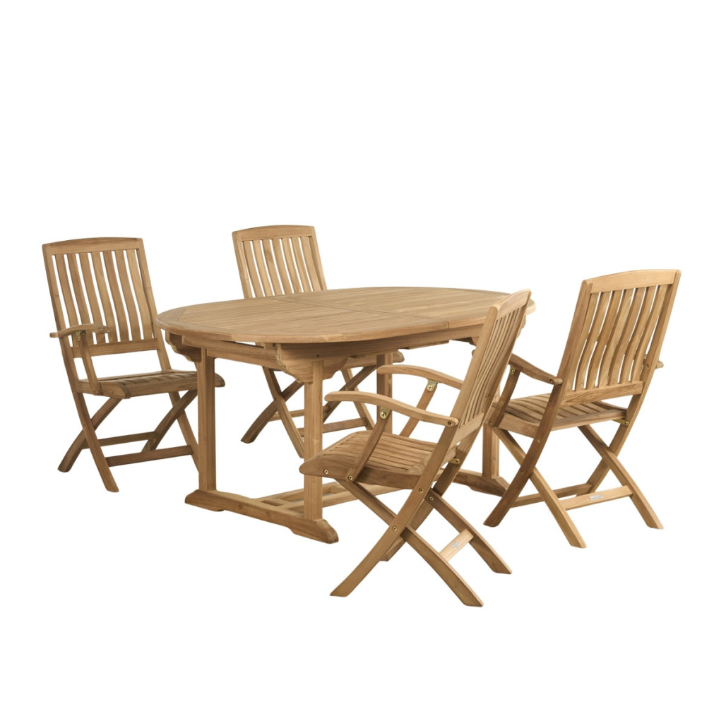 Ensemble table de jardin en teck ovale Nina 160/210 et 4 fauteuils Lisato - Wanda Collection Ensemble table de jardin en teck ovale Nina 160/210 et 4 fauteuils Lisato - Wanda Collection