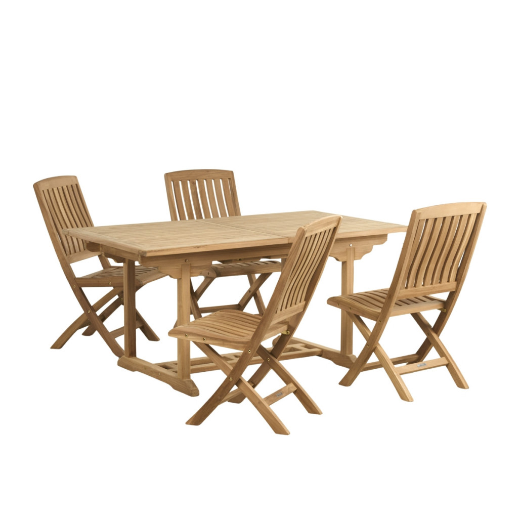 Ensemble table de jardin en teck Nina 160/210 et 4 chaises Lisato - Wanda Collection Ensemble table de jardin en teck Nina 160/210 et 4 chaises Lisato - Wanda Collection