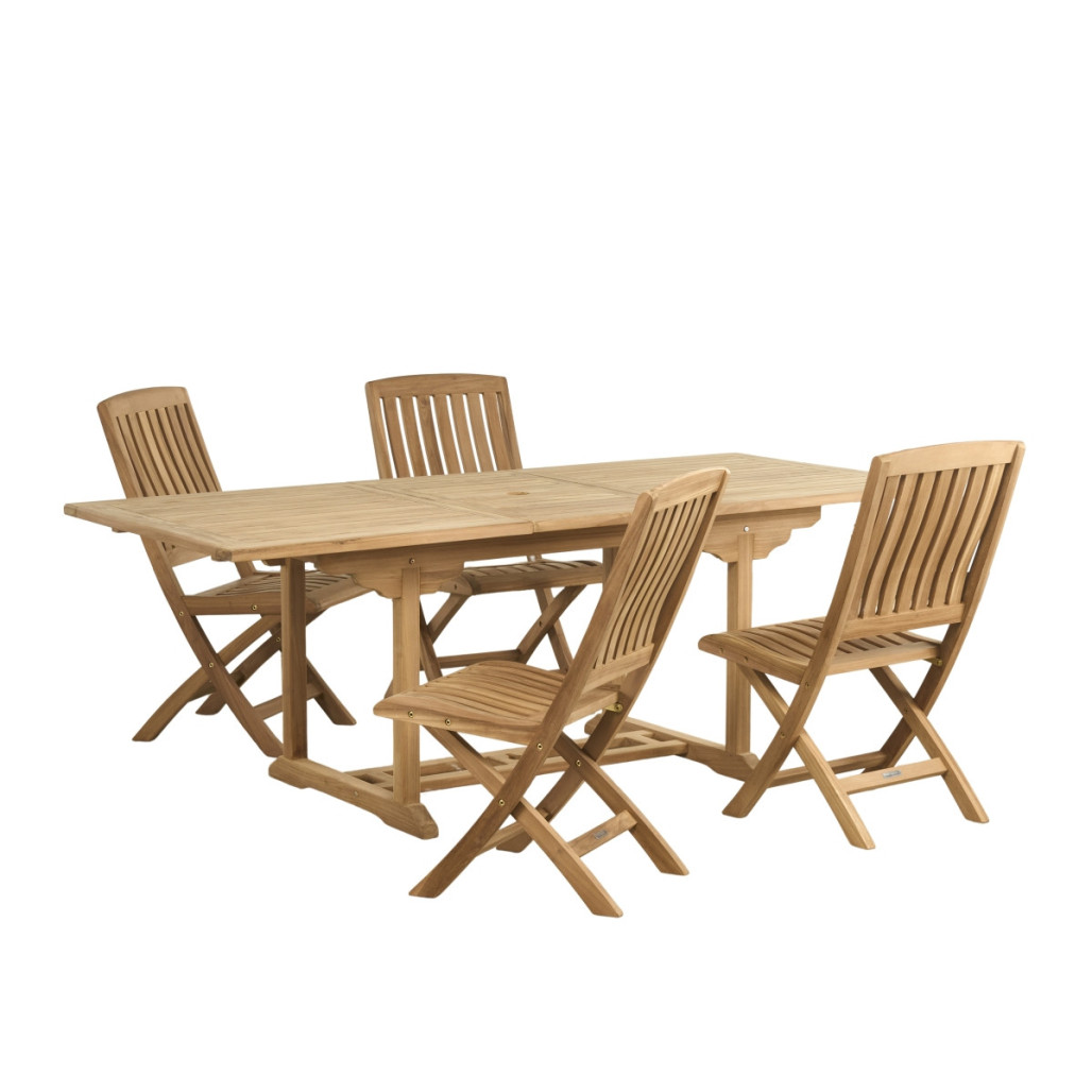 Ensemble table de jardin en teck Nina 160/210 et 4 chaises Lisato - Wanda Collection Ensemble table de jardin en teck Nina 160/210 et 4 chaises Lisato - Wanda Collection